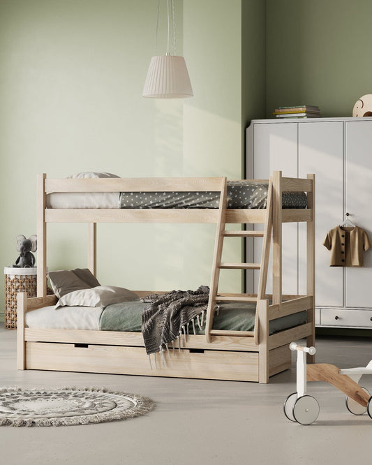 łóżko potrójne dla dziecka, łóżko potrójne wysuwane, łóżko piętrowe, Łóżko piętrowe z szufladą