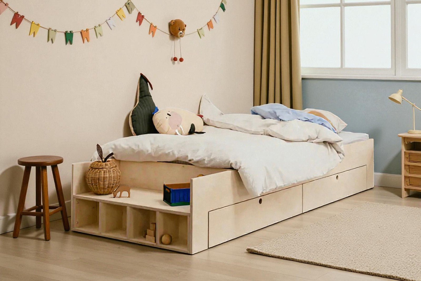 Łóżko dziecięce z brzozowej sklejki NOMI 3w1 - KidooCrafts