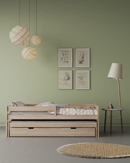 podwójne łożko, podwójne łóżko z szuflada, podwójne łóżko dla dziecka, łozko drewniane, kids bed, kids bed with drawer 