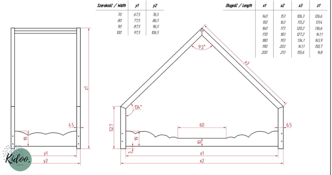 Drewniane Łóżko Dziecięce Domek - kidoocrafts