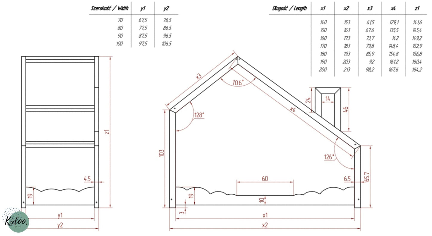 Drewniane Łóżko Dziecięce Domek - kidoocrafts