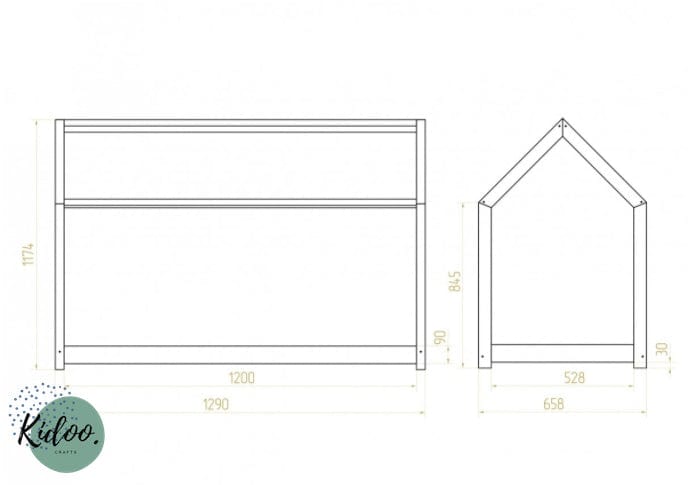 Drewniane Łóżko Dziecięce Domek - kidoocrafts