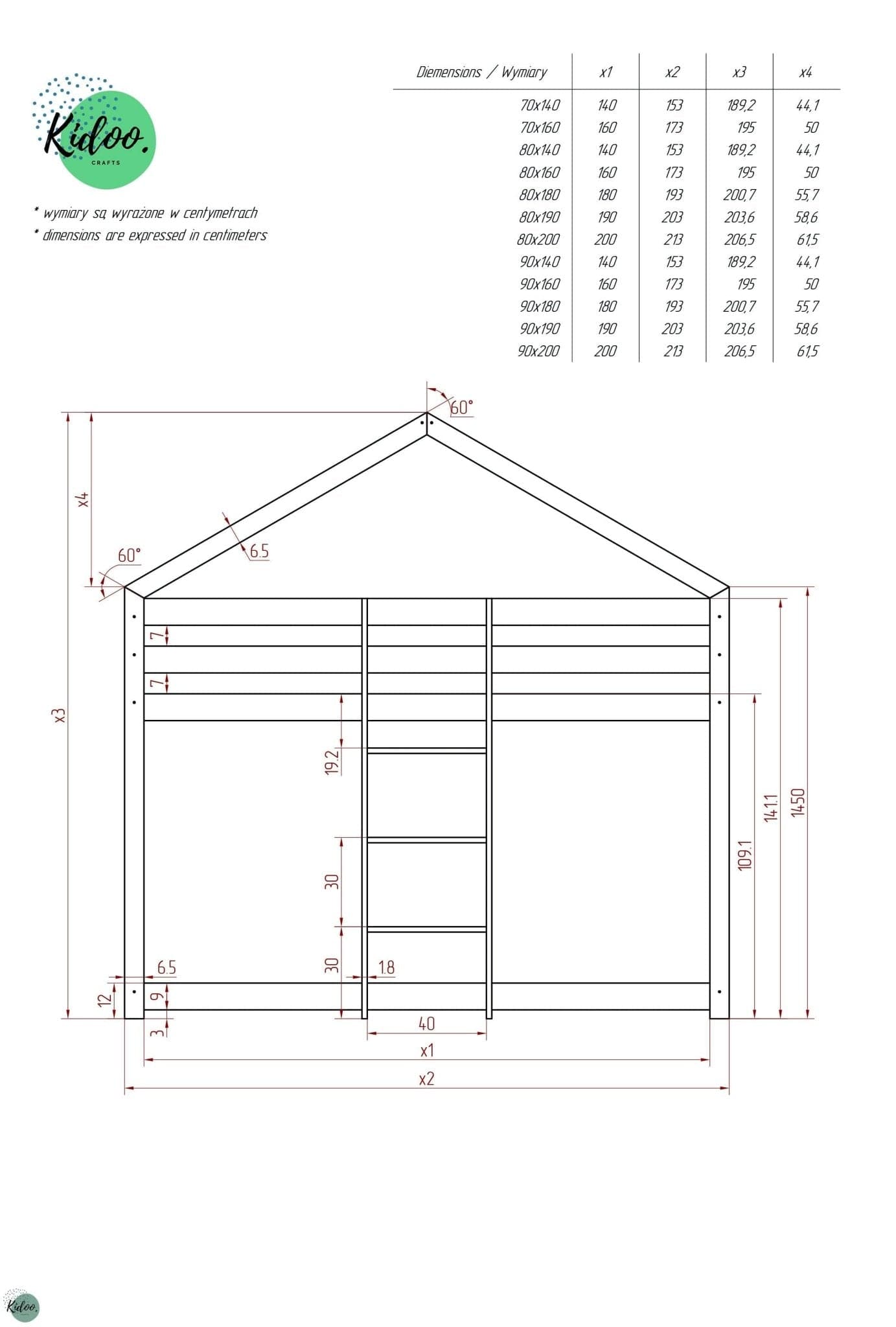 Drewniane Łóżko Piętrowe Domek - kidoocrafts