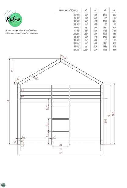 Drewniane Łóżko Piętrowe Domek - kidoocrafts