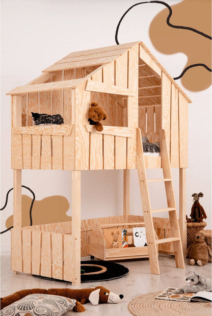 Drewniane Łóżko Piętrowe Tree House - kidoocrafts