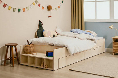 Łóżko dziecięce z brzozowej sklejki NOMI 3w1 - KidooCrafts