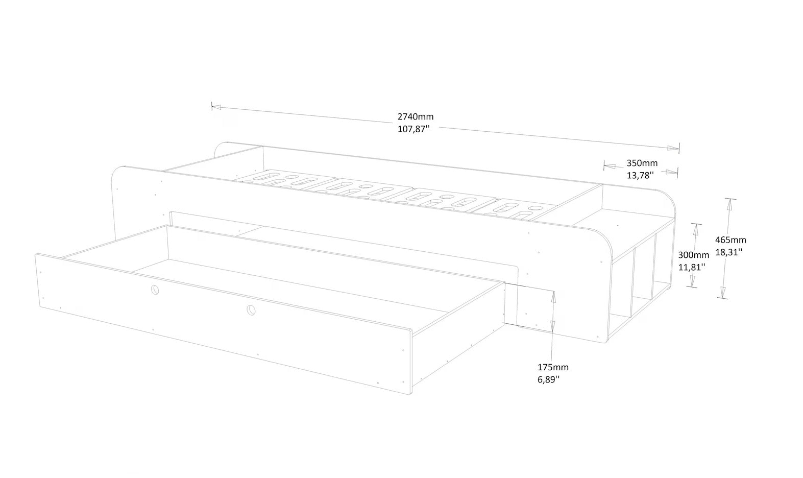 Łóżko dziecięce z brzozowej sklejki NOMI 3w1 - KidooCrafts