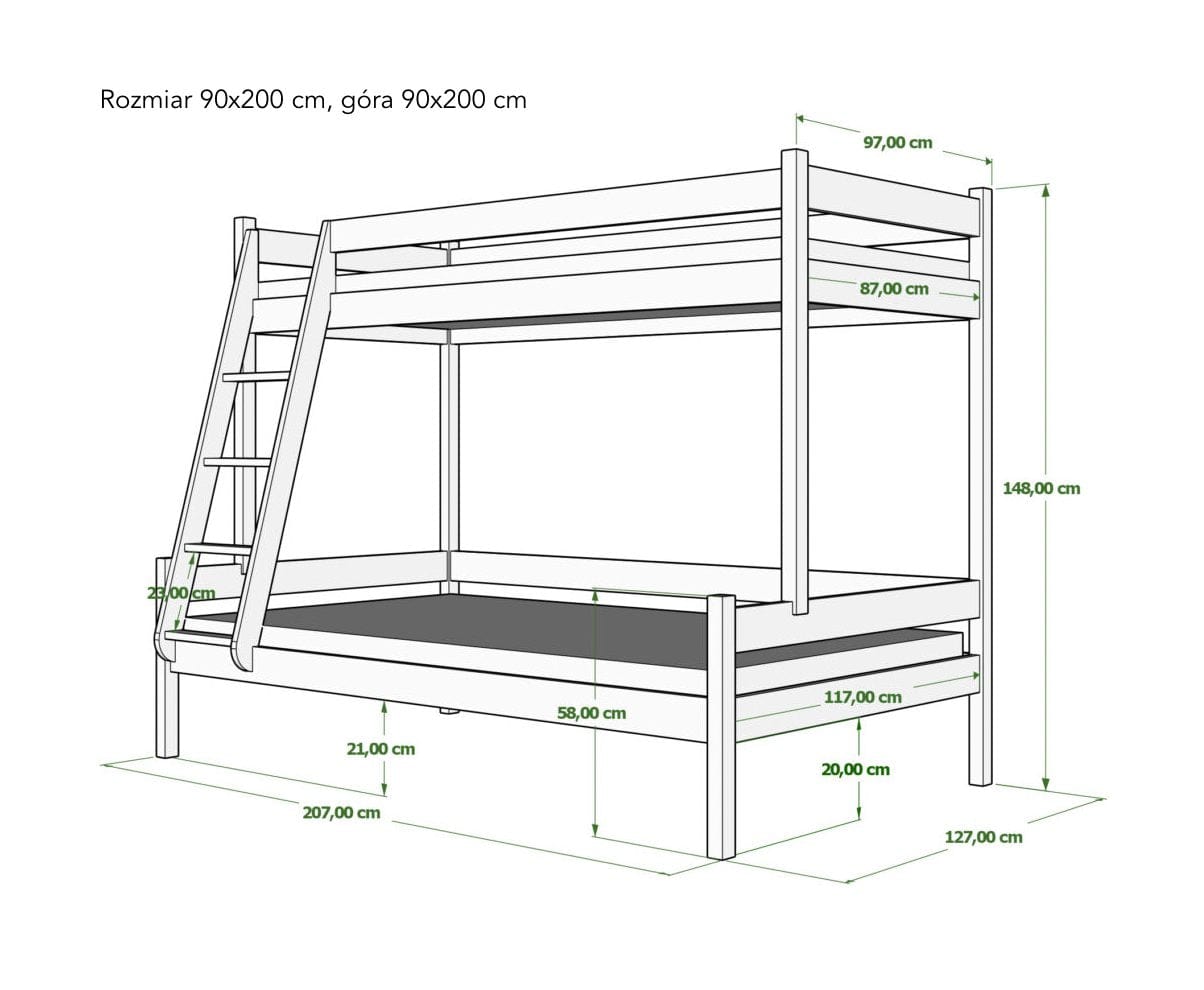 Łózko Piętrowe 3 - osobowe, Łóżko Rodzinne - kidoocrafts