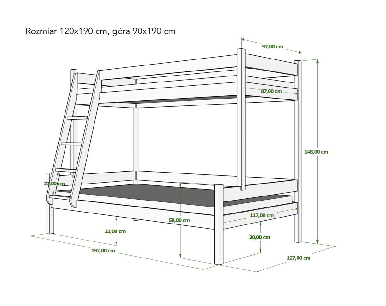Łózko Piętrowe 3 - osobowe, Łóżko Rodzinne - kidoocrafts