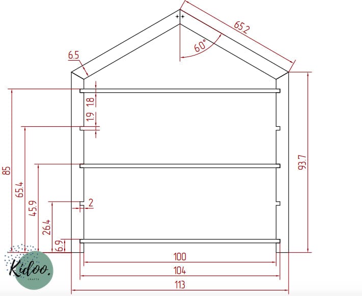 Regał Dziecięcy Domek - kidoocrafts