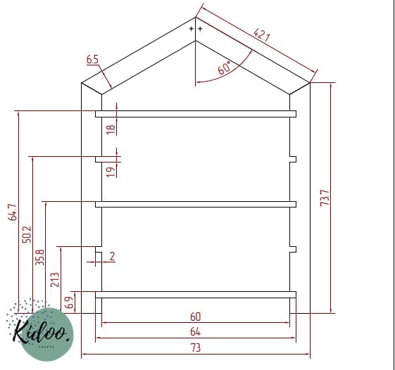 Regał Dziecięcy Domek - kidoocrafts
