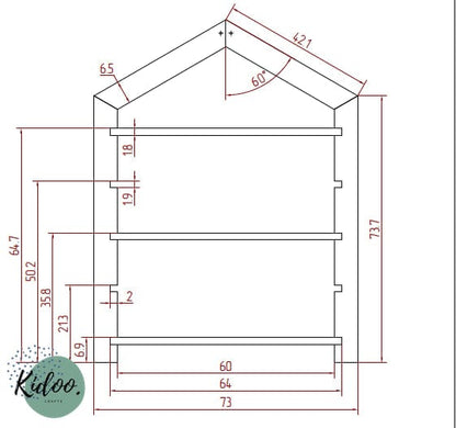 Regał Dziecięcy Domek - kidoocrafts