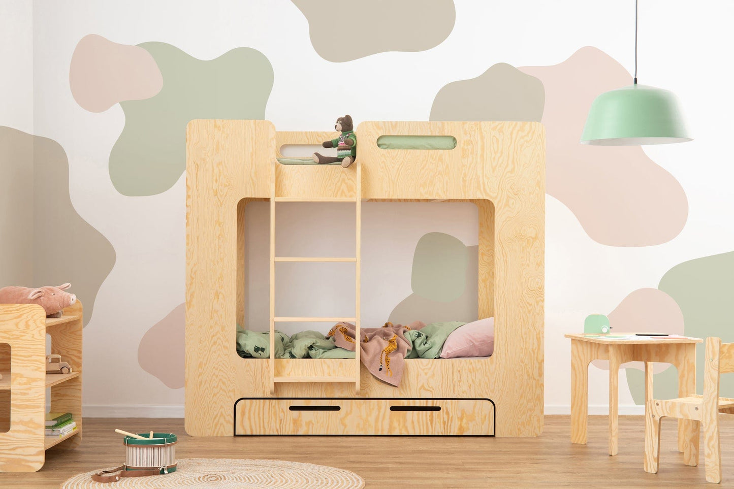 Cube bunk bed with drawer