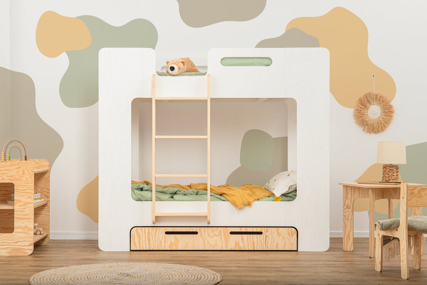 Cube Bunk Bed with Drawer White