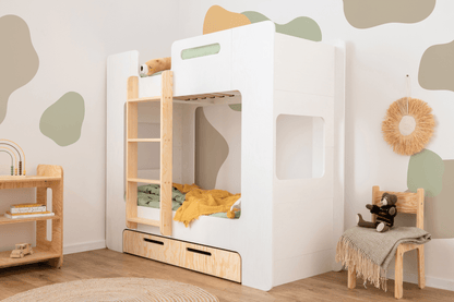 Cube Bunk Bed with Drawer White